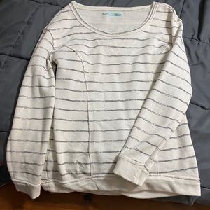 Cream and gray striped sweater